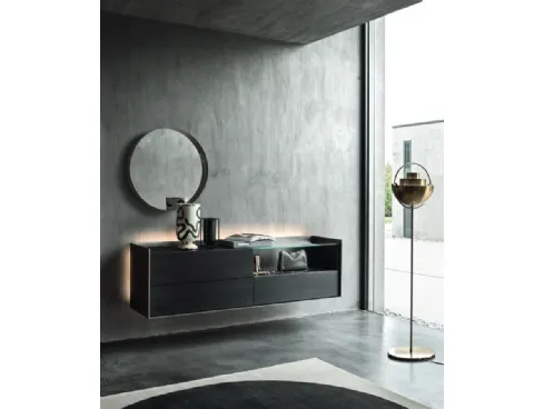 Mobile sospeso Cabaret 53B SX in Rovere carbone e top in ceramica di Sangiacomo