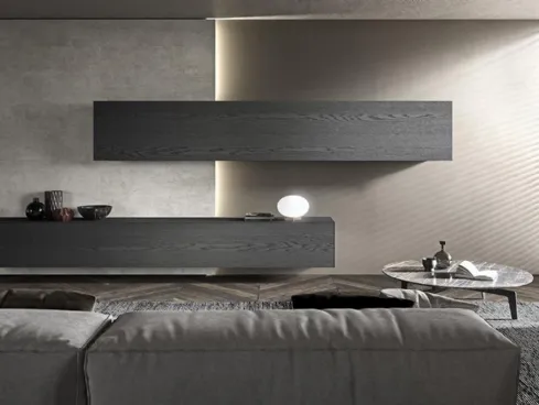 Parete Attrezzata Blade 04 in Rovere Fumo di Modulnova