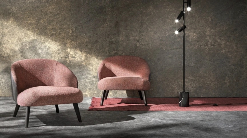 Poltroncina in tessuto imbottito Donder di Samoa