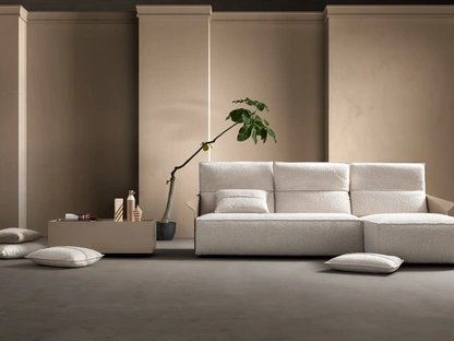 Divano Relax in tessuto e cuoio con penisola Vibe Hit di Samoa