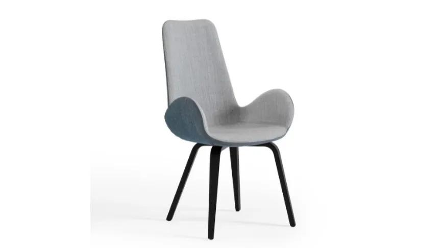 Sedia con schienale alto in tessuto con gambe in legno Dalia PA L_N TS di Midj
