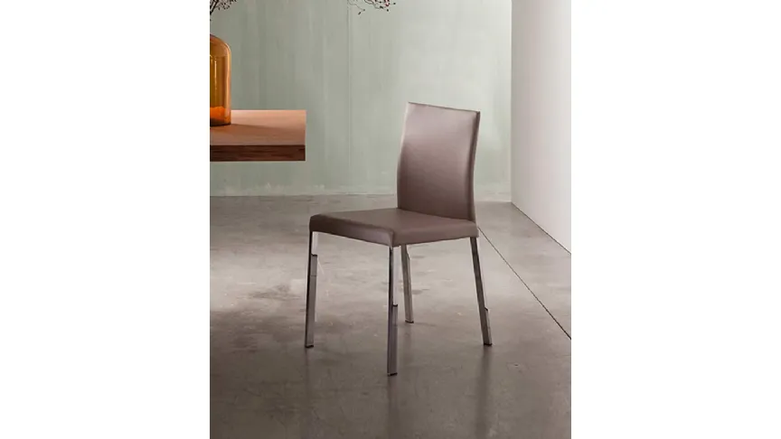 Sedia Denise in pelle con schienale basso di Riflessi
