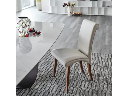 Sedia in legno rivestita in pelle Lulù di Cattelan Italia