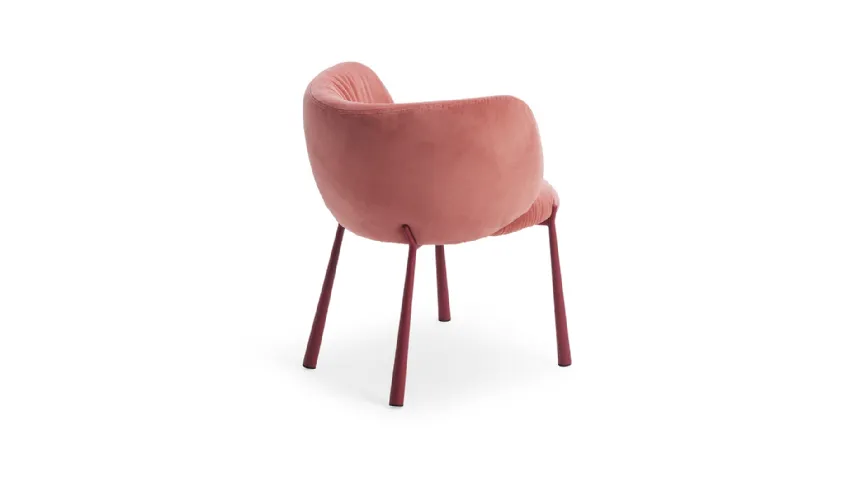 Sedia Mys rivestita in tessuto imbottito con gambe in metallo di Midj