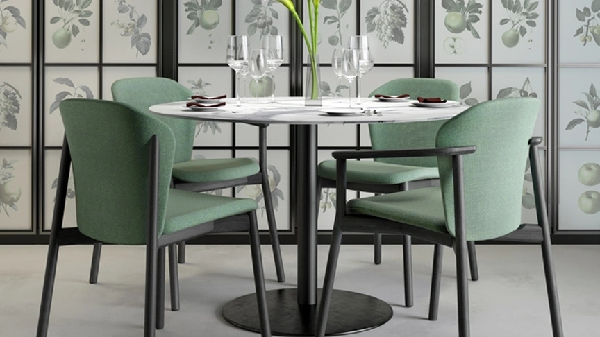 Sedia di design in legno rivestita in tessuto con o senza braccioli Natural Finn di Scab Design