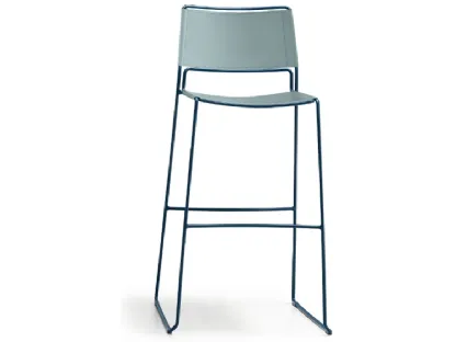 Sgabello in cuoio con struttura a slitta in acciaio Slim M CU di Midj