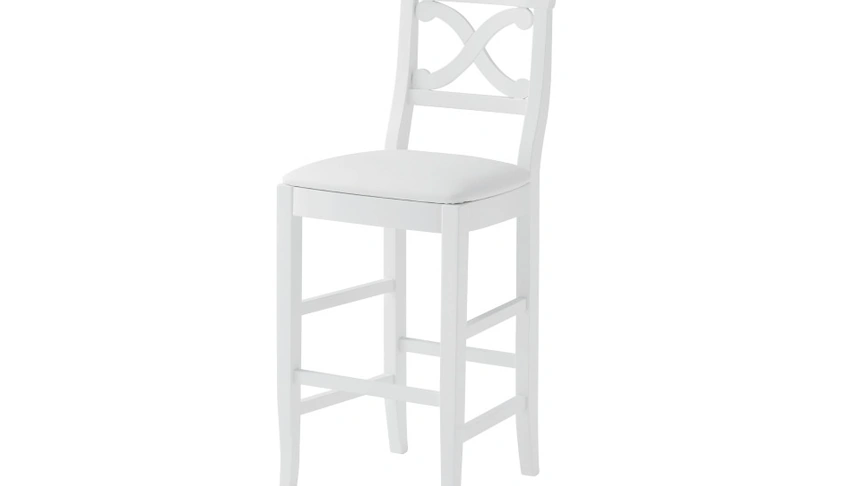 Sgabello Victory in faggio laccato opaco con seduta in ecopelle imbottita di Veneta Cucine