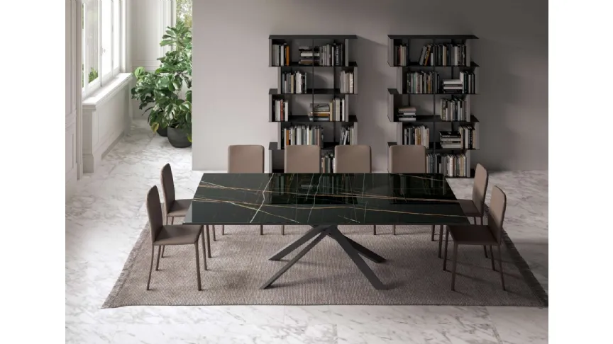 Tavolo allungabile 4x4 in Marble Glass di Ozzio