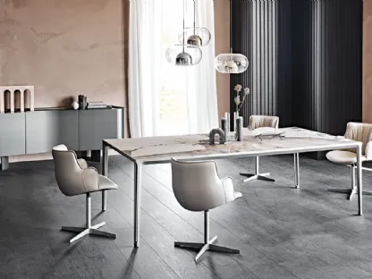 Tavolo con piano in ceramica effetto marmo Boulevard Keramik di Cattelan Italia