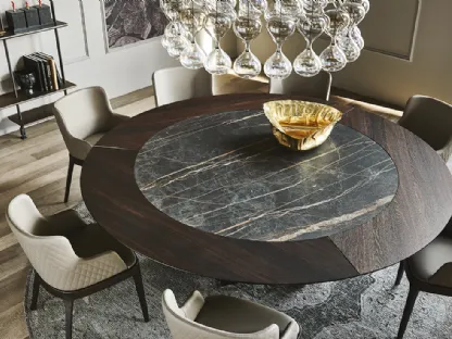 Tavolo rotondo in legno e ceramica Skorpio Ker Wood Round di Cattelan Italia