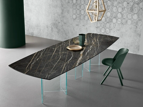 Tavolo Metropolis in ceramica più vetro di Tonelli