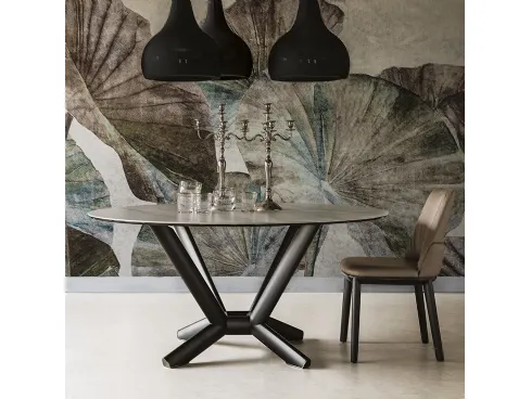 Tavolo rotondo con piano in ceramica Planer Keramic Round di Cattelan Italia