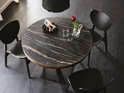 Tavolo rotondo in ceramica con base quadrata Ribot Keramik Bistrot di Cattelan Italia