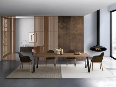 Tavolo Seattle in Rovere massello con gambe in ferro Devina Nais