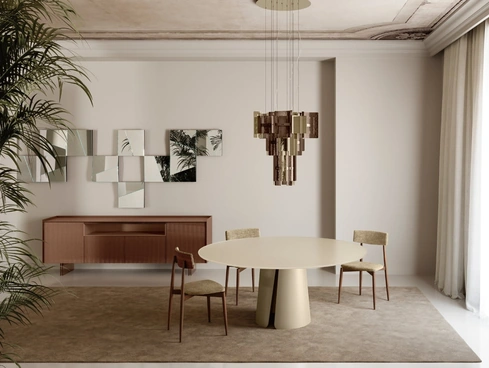 Tavolo Wiston con top in vetro di Tonelli