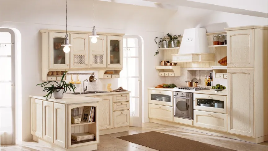 Cucina Classica angolare Villa d'Este in legno laccato Avorio di Veneta Cucine