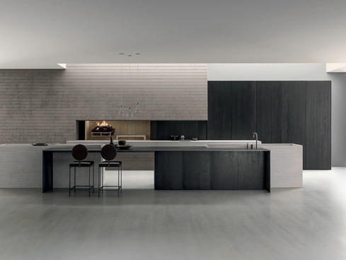 Cucina Design con isola Blade in Pietra Piasentina di Modulnova