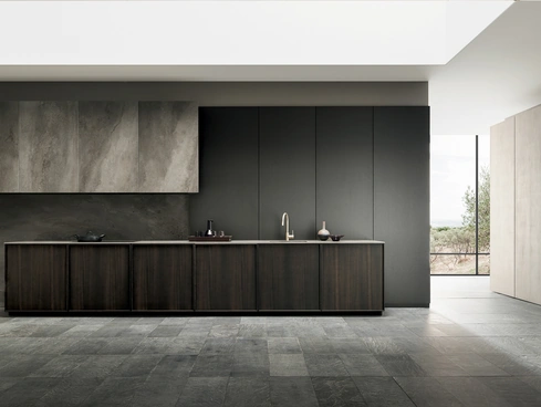 Cucina Design Frame Black Dust lineare di Modulnova