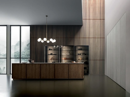 Cucina Design lineare Frame Black Dust di Modulnova
