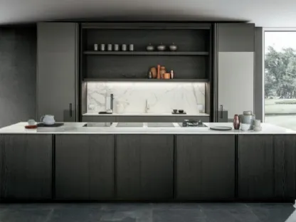 Cucina Design ad isola con piano in gres Frame Blade 04 di Modulnova