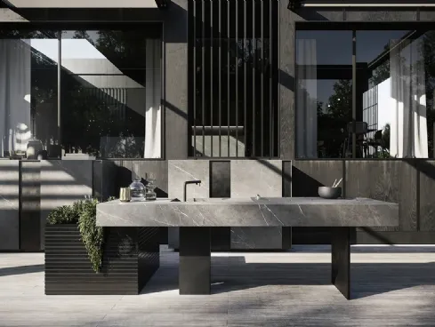Cucina Design per esterno in pietra e acciaio Project 05 di Modulnova