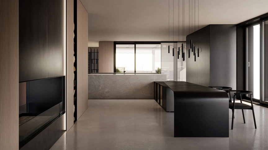 Cucina Design con penisola Skill Gres di Modulnova