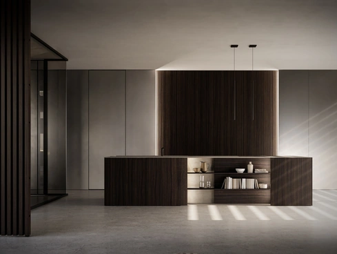 Cucina Design con isola Skill Legno di Modulnova