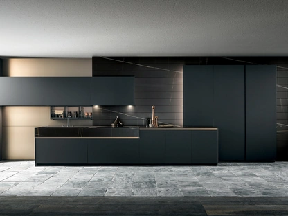 Cucina Design lineare Skill Super Matt Black Grey di Modulnova