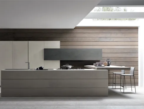 Cucina Design Twenty Resina Cemento Grigio con penisola di Modulnova