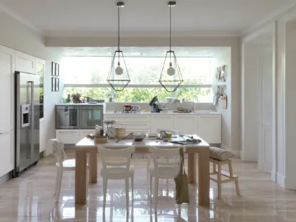 Cucina Moderna ad angolo Dialogo in Rovere Poro Aperto Bianco di Veneta Cucine
