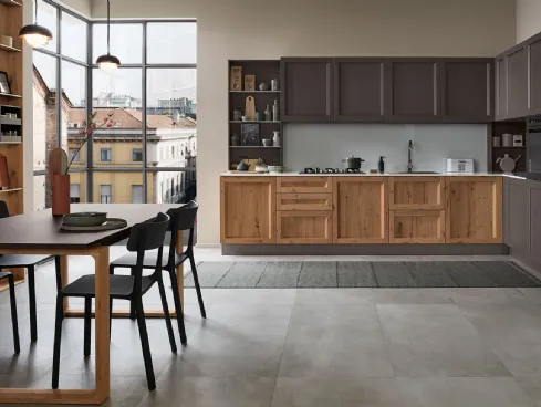 Cucina Moderna angolare Milano 03 in Rovere e laccato Grigio di Veneta Cucine