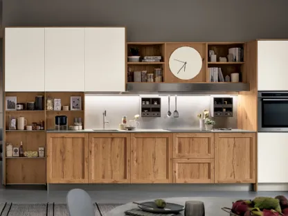 Cucina Moderna lineare Milano in Rovere Nodoso e laccato Bianco di Veneta Cucine