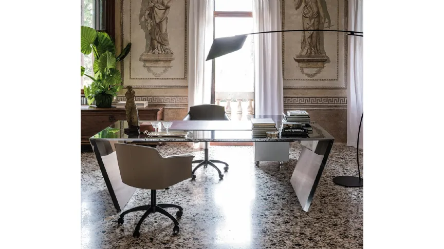 Scrivania Direzionale in acciaio inox Vega di Cattelan Italia