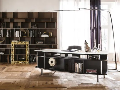 Mobile Ufficio laccato nero con piano in ceramica Marmi Wall Street di Cattelan Italia
